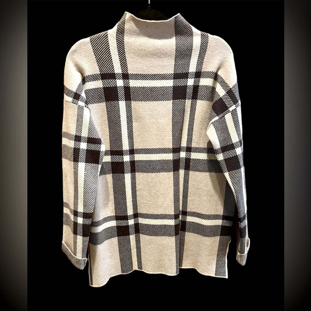 Max studio high neck plaid sweater